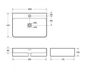 Раковина накладная BelBagno 60 BB1338 белая купить в интернет-магазине Sanbest