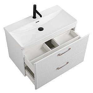 Тумба с раковиной BelBagno DUE-800-2C-SO-BM-P белый металлик для ванной в интернет-магазине Sanbest