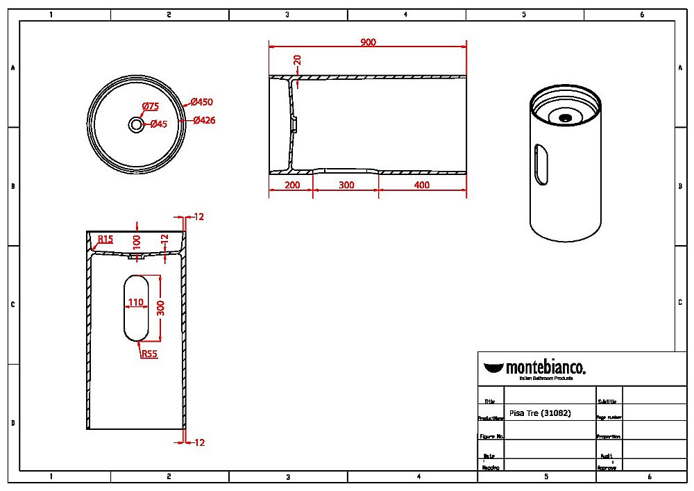Раковина напольная Montebianco Pisa Tre 31082 белая матовая купить в интернет-магазине Sanbest