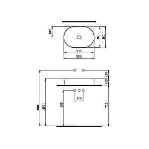 Раковина накладная BERGES Ego SL 181612 55 матовый серый купить в интернет-магазине Sanbest