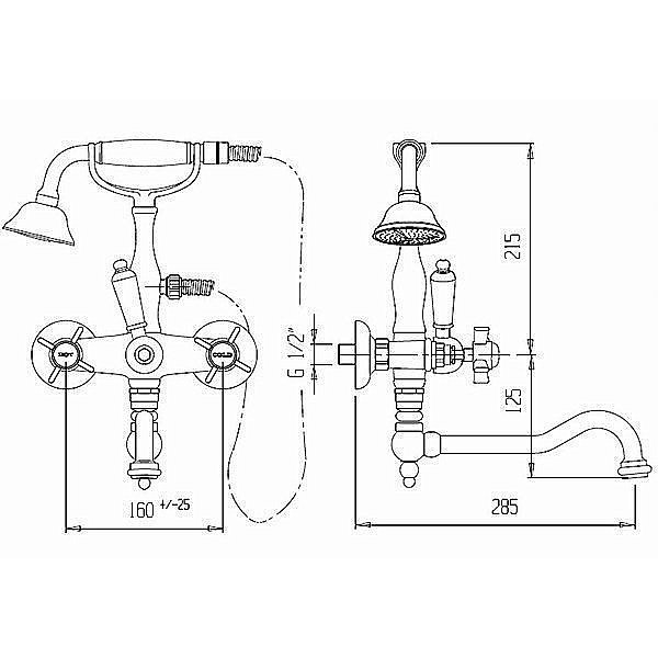 Смеситель для ванны Cezares GOLF-VDF-01 хром/ручка белая купить в интернет-магазине сантехники Sanbest