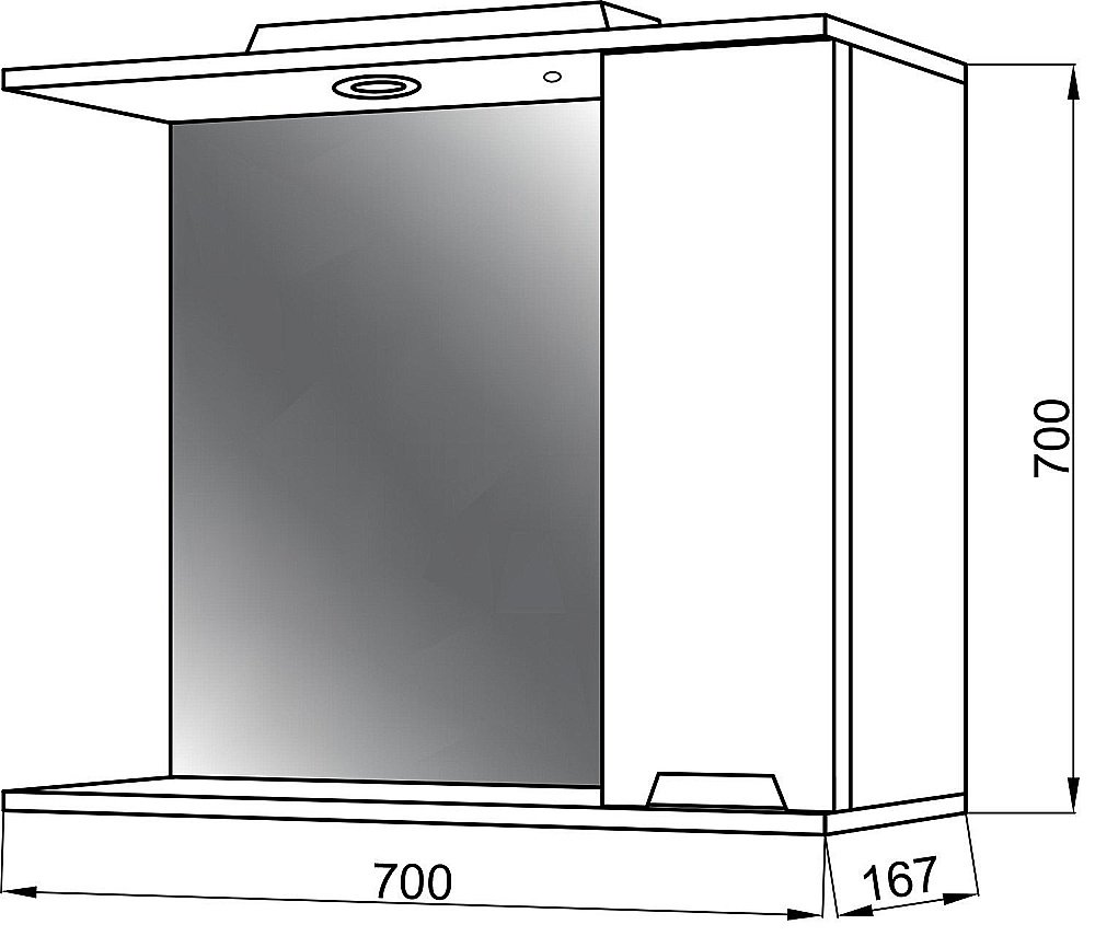 Зеркало со шкафом Cerutti SPA Ломбардия 70 правый в ванную от интернет-магазине сантехники Sanbest