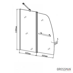 Шторка для ванны Grossman GR-100/2 120x140 купить в интернет-магазине Sanbest