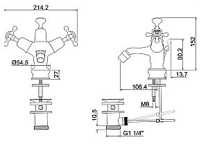 Смеситель для биде Burlington Regent CLR13-QT хром/ручки белые купить в интернет-магазине сантехники Sanbest