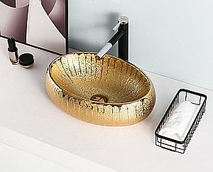 Раковина накладная Gid Lago 48 9030g 52234 золото купить в интернет-магазине Sanbest