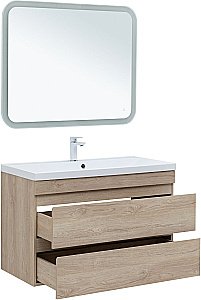 Тумба с раковиной Aquanet Нота New 334200 100 дуб светлый для ванной в интернет-магазине Sanbest