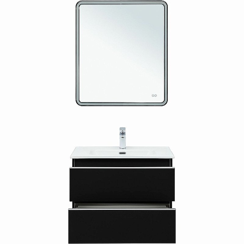 Тумба с раковиной Aquanet Вега 70 329596 черная для ванной в интернет-магазине Sanbest