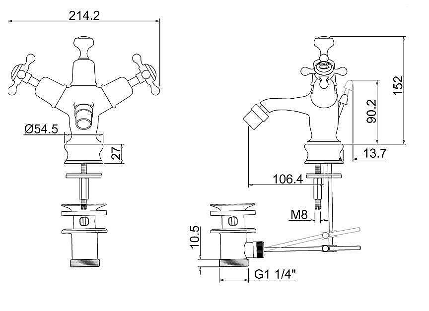 Смеситель для биде Burlington Regent CLR13-QT хром/ручки белые купить в интернет-магазине сантехники Sanbest