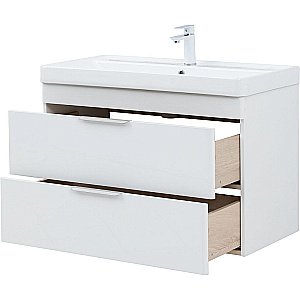 Тумба подвесная с раковиной Aquanet Ирис New 90 336311+323883 белая глянцевая для ванной в интернет-магазине Sanbest