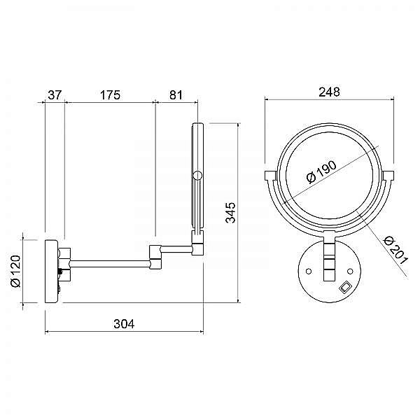 Зеркало косметическое с подсветкой Timo Saona 13376/03 черный купить в интернет-магазине сантехники Sanbest