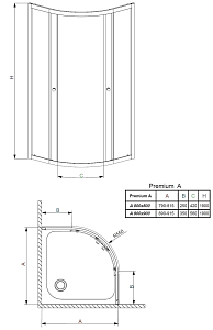 Душевой уголок Radaway Premium Plus A 100х100 30423-01-05N стекло графит/профиль хром купить в интернет-магазине Sanbest