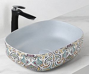 Раковина накладная Bronze de Luxe Murano 45,5 4035 белая, с декором купить в интернет-магазине Sanbest