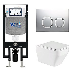 Унитаз с инсталляцией WeltWasser AMBERG 497 + HOFBACH 041 GL-WT + AMBERG RD-CR купить в интернет-магазине Sanbest