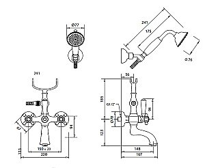 Смеситель для ванны Migliore Arcadia ML.ARC-8302 золото купить в интернет-магазине сантехники Sanbest