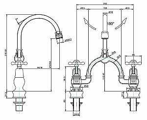 Смеситель для раковины Burlington Regent CLR28-QT+W9 купить в интернет-магазине сантехники Sanbest