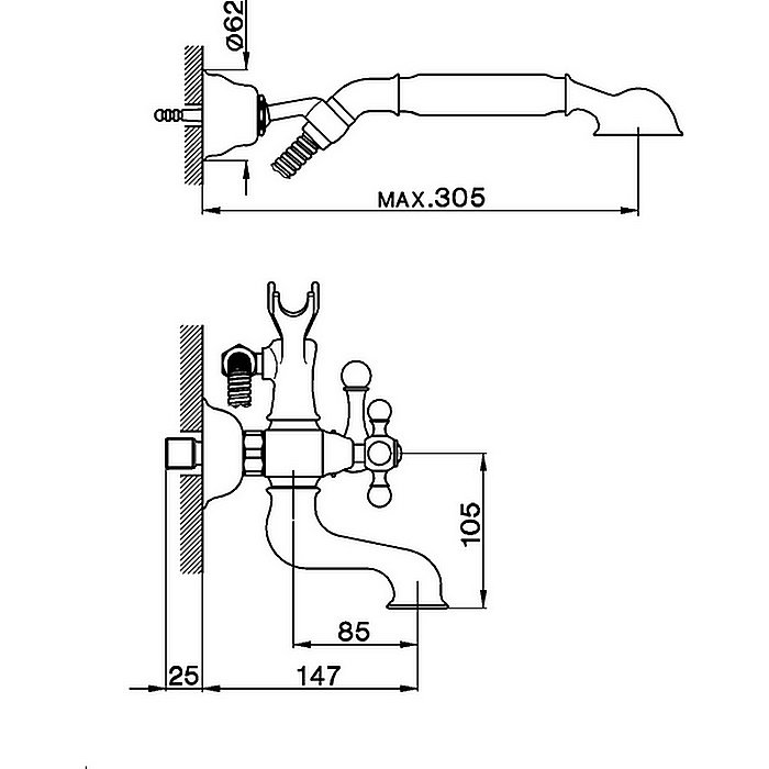 Смеситель для ванны Cisal Arcana AC00012021 купить в интернет-магазине сантехники Sanbest