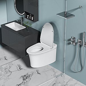 Унитаз подвесной Abber Bequem AC1124P белый, с крышкой микролифт купить в интернет-магазине Sanbest