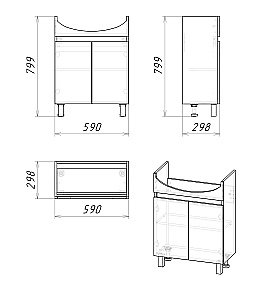 Тумба с раковиной напольная Grossman ПОЛО 106011 60 дуб сонома/белая для ванной в интернет-магазине Sanbest