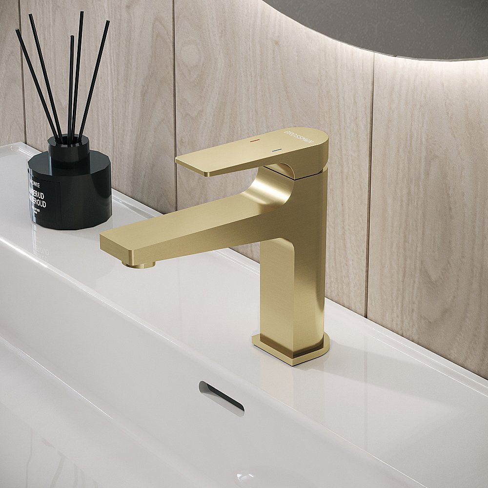 Смеситель для раковины Grossman Classic 510.K35.04.320 золото сатиновый купить в интернет-магазине сантехники Sanbest