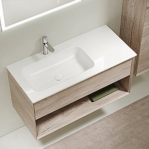 Тумба с раковиной Sancos Marmi 1.0 MR1.0100LEG дуб галифакс натуральный для ванной в интернет-магазине Sanbest