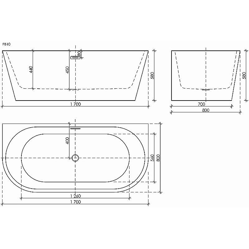 Акриловая ванна Sancos First 170x80 FB10 белая купить в интернет-магазине Sanbest