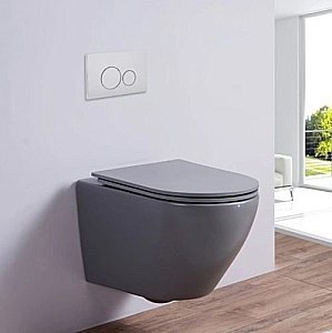 Унитаз подвесной Ceramalux 2197MG серый матовый, безободковый, с крышкой микролифт купить в интернет-магазине Sanbest