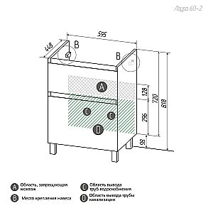 Тумба с раковиной напольная Grossman МЕРКАДО 60 с 2-я ящ, графит матовая для ванной в интернет-магазине Sanbest