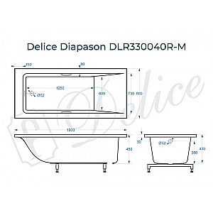 Ванна Delice Diapason DLR330040R-M 190х90 белая матовая/ручки хром купить в интернет-магазине Sanbest