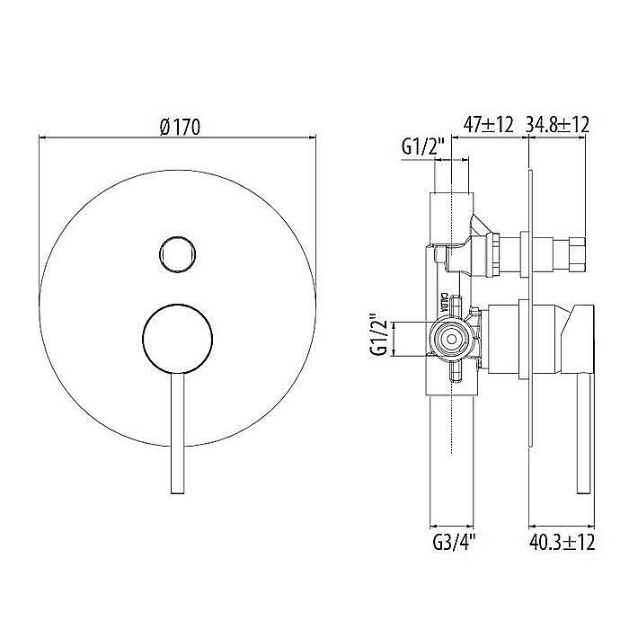 Смеситель для душа Gattoni Circle Two 9134/91C0 купить в интернет-магазине сантехники Sanbest