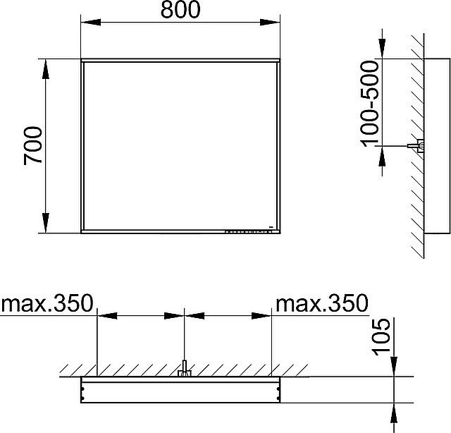Зеркало KEUCO PLAN 33098112500 80 антрацит в ванную от интернет-магазине сантехники Sanbest