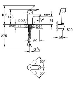 Смеситель для раковины Grohe BauEdge 23757000 купить в интернет-магазине сантехники Sanbest