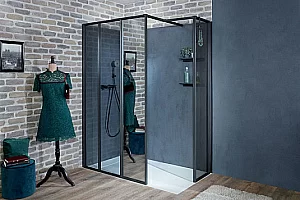 Душевое ограждение Jacob Delafon Nouvelle Vague 120 боковая стенка 80 тонированое/черный купить в интернет-магазине Sanbest