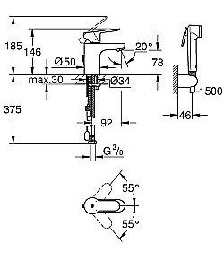Смеситель для раковины Grohe BauEdge 23757000 купить в интернет-магазине сантехники Sanbest