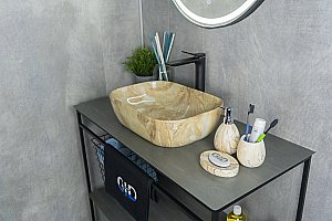 Раковина накладная Gid 46 Mnc548 54450 бежевый мрамор купить в интернет-магазине Sanbest