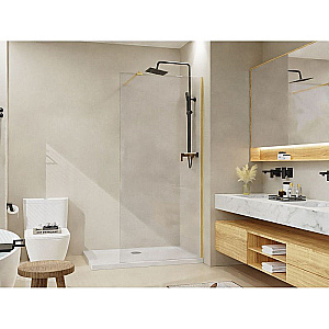 Душевое ограждение Azario Walk-in 110 AZ-251-110-BGL-CL стекло прозрачное/профиль брашированное золото купить в интернет-магазине Sanbest