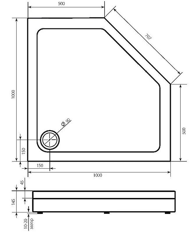 Душевой поддон Good Door Пента 100x100 Белый купить в интернет-магазине Sanbest