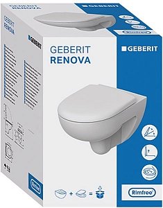 Унитаз подвесной Geberit Renova 500.124.TC.R белый, с крышкой микролифт, с инсталляцией, безободковый купить в интернет-магазине Sanbest