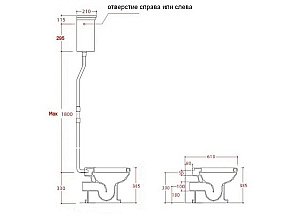 Унитаз ARTCERAM Hermitage HEV003 01 00 с высоким бачком бронза купить в интернет-магазине Sanbest