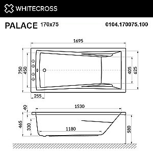 Акриловая ванна WhiteCross Palace 170x75 0104.170075.100 белая купить в интернет-магазине Sanbest