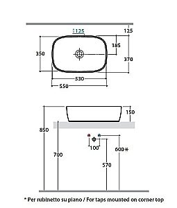 Раковина накладная Globo Genesis 55 GE044.BI*0 белая купить в интернет-магазине Sanbest