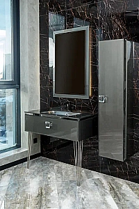 Консоль с раковиной Armadi Art LUCIDO 80 глянцевый графит для ванной в интернет-магазине сантехники Sanbest