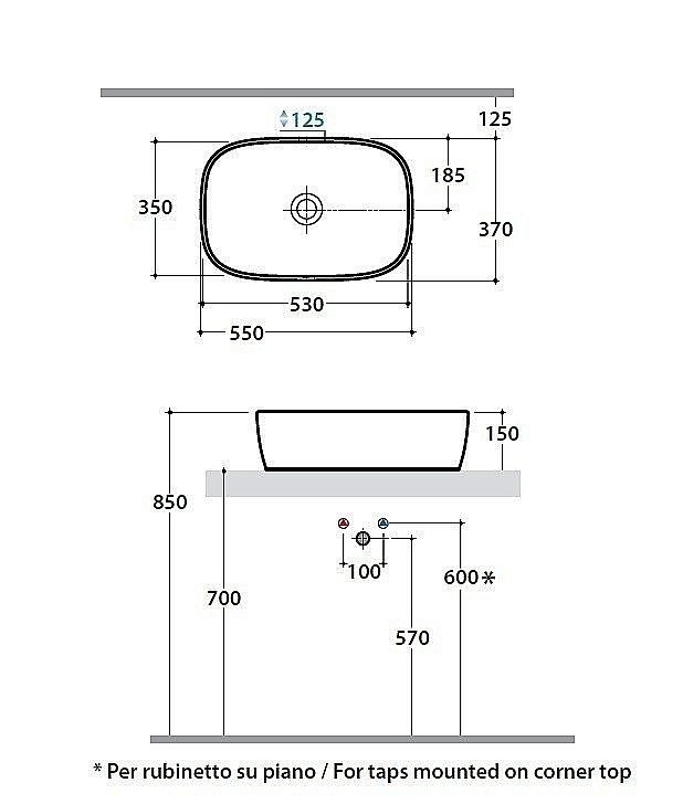 Раковина накладная Globo Genesis 55 GE044.BI*0 белая купить в интернет-магазине Sanbest