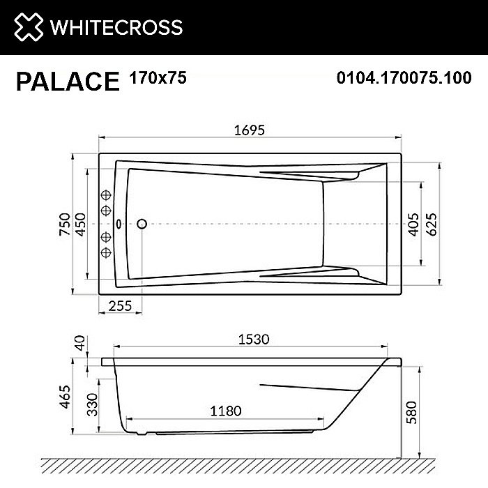 Акриловая ванна WhiteCross Palace 170x75 0104.170075.100 белая купить в интернет-магазине Sanbest