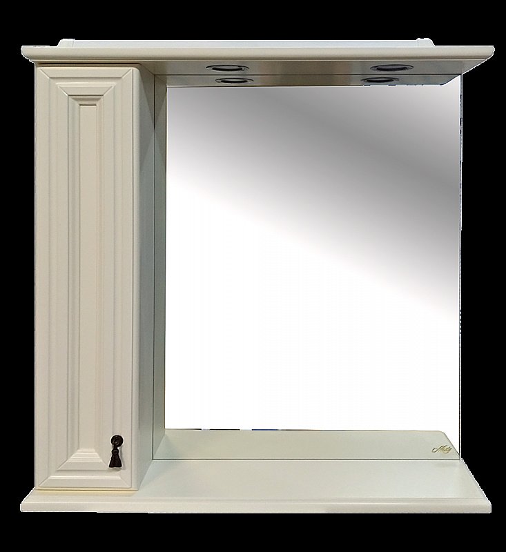 Зеркало со шкафом Misty Лувр 85 Слоновая кость в ванную от интернет-магазине сантехники Sanbest