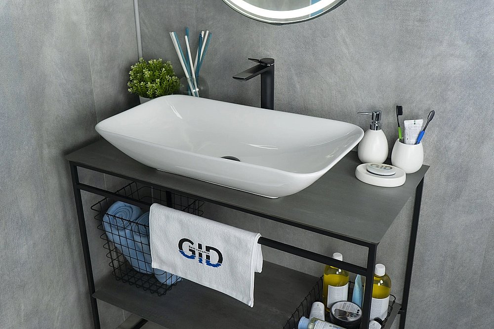 Раковина накладная Gid Geometrico 70 N9122 (E408) 51124 белая купить в интернет-магазине Sanbest