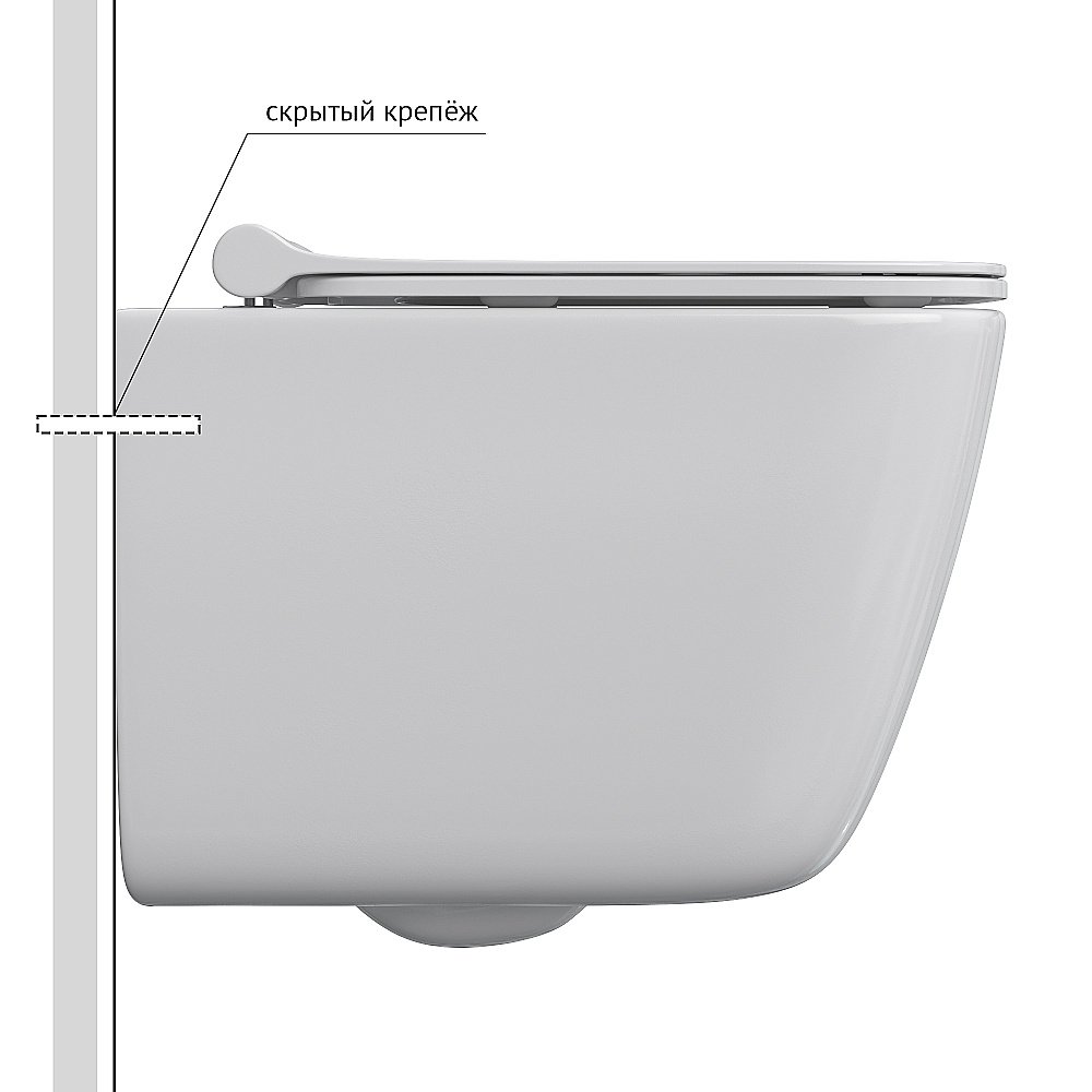 Унитаз подвесной  BERGES QUATTRO S 082149 безободковый, с крышкой микролифт купить в интернет-магазине Sanbest