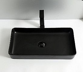Раковина накладная Ceramalux NC 60,5 9396-1МВ черная матовая купить в интернет-магазине Sanbest