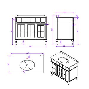 Тумба с раковиной Caprigo Borgo 33424ST-B231 CPRGW 33424ST-0211 100 белая для ванной в интернет-магазине Sanbest