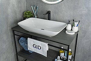 Раковина накладная Gid Geometrico 70 N9122 (E408) 51124 белая купить в интернет-магазине Sanbest