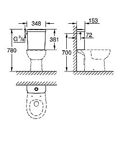 Унитаз Grohe Bau Ceramic 39429 437 безободковый, с бачком купить в интернет-магазине Sanbest